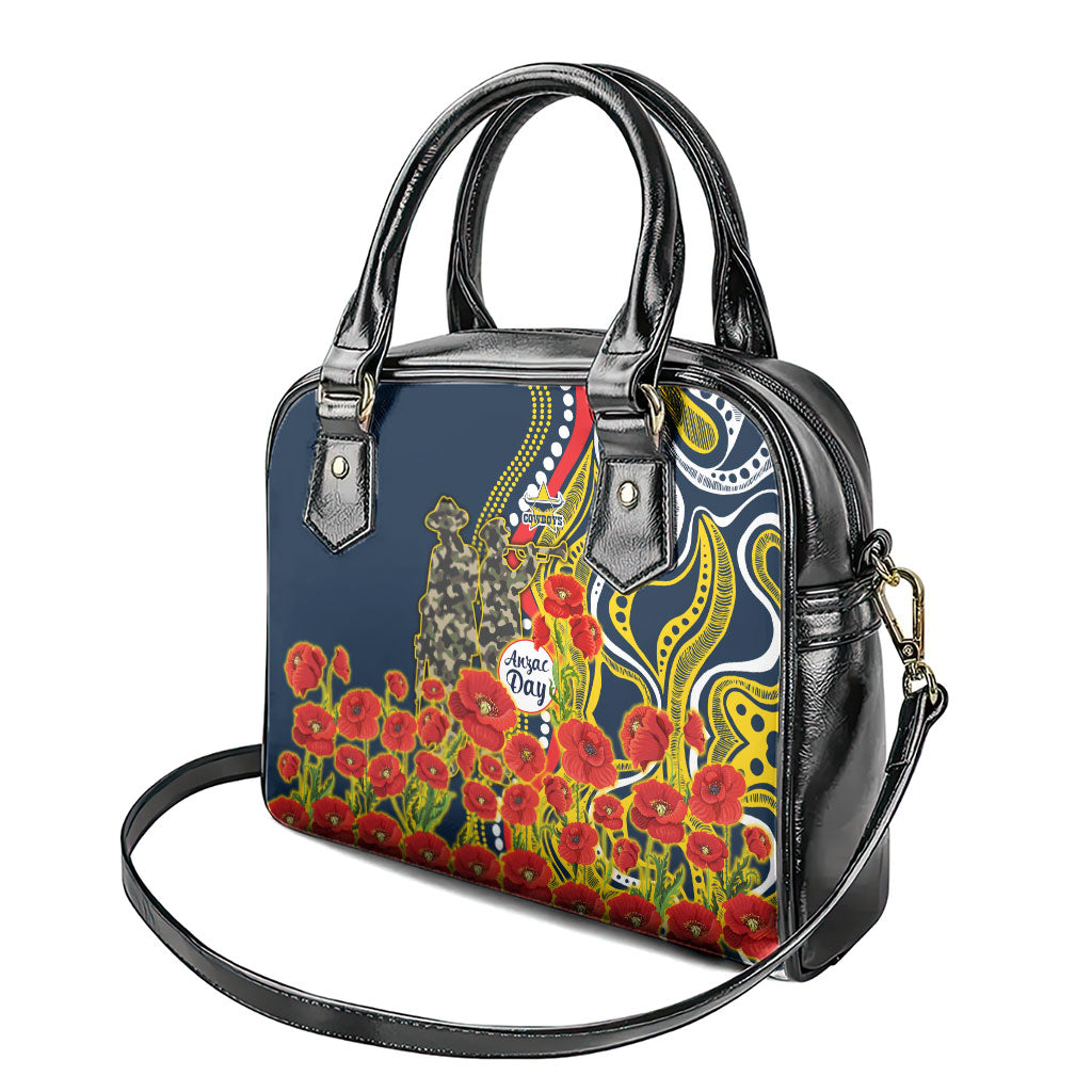 North Queensland Cowboys ANZAC Shoulder Handbag Indigenous Wave Poppy Remembrance Cowboy