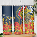 North Queensland Cowboys ANZAC Skinny Tumbler Indigenous Wave Poppy Remembrance Cowboy