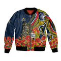 North Queensland Cowboys ANZAC Sleeve Zip Bomber Jacket Indigenous Wave Poppy Remembrance Cowboy
