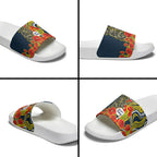 North Queensland Cowboys ANZAC Slide Sandals Indigenous Wave Poppy Remembrance Cowboy