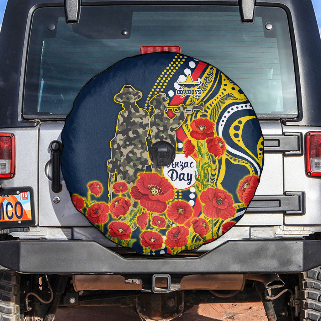 North Queensland Cowboys ANZAC Spare Tire Cover Indigenous Wave Poppy Remembrance Cowboy