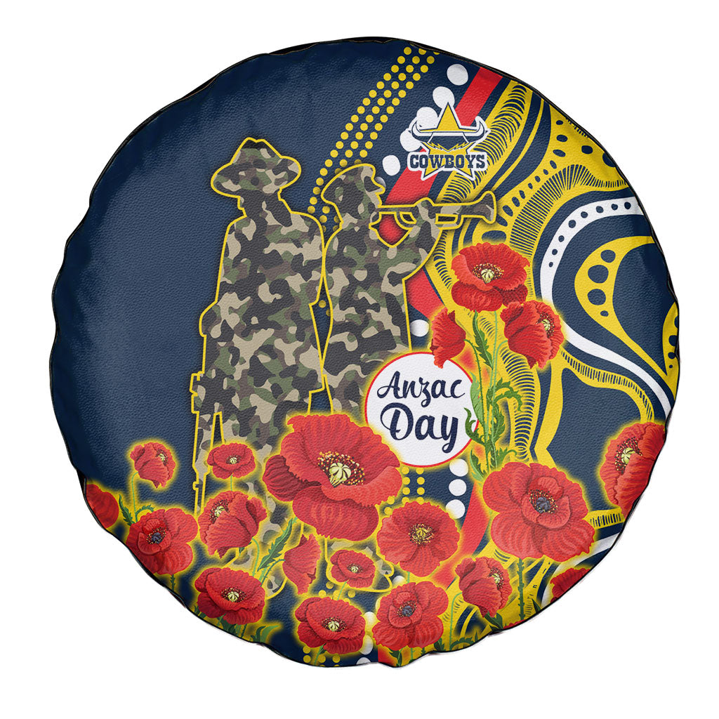 North Queensland Cowboys ANZAC Spare Tire Cover Indigenous Wave Poppy Remembrance Cowboy