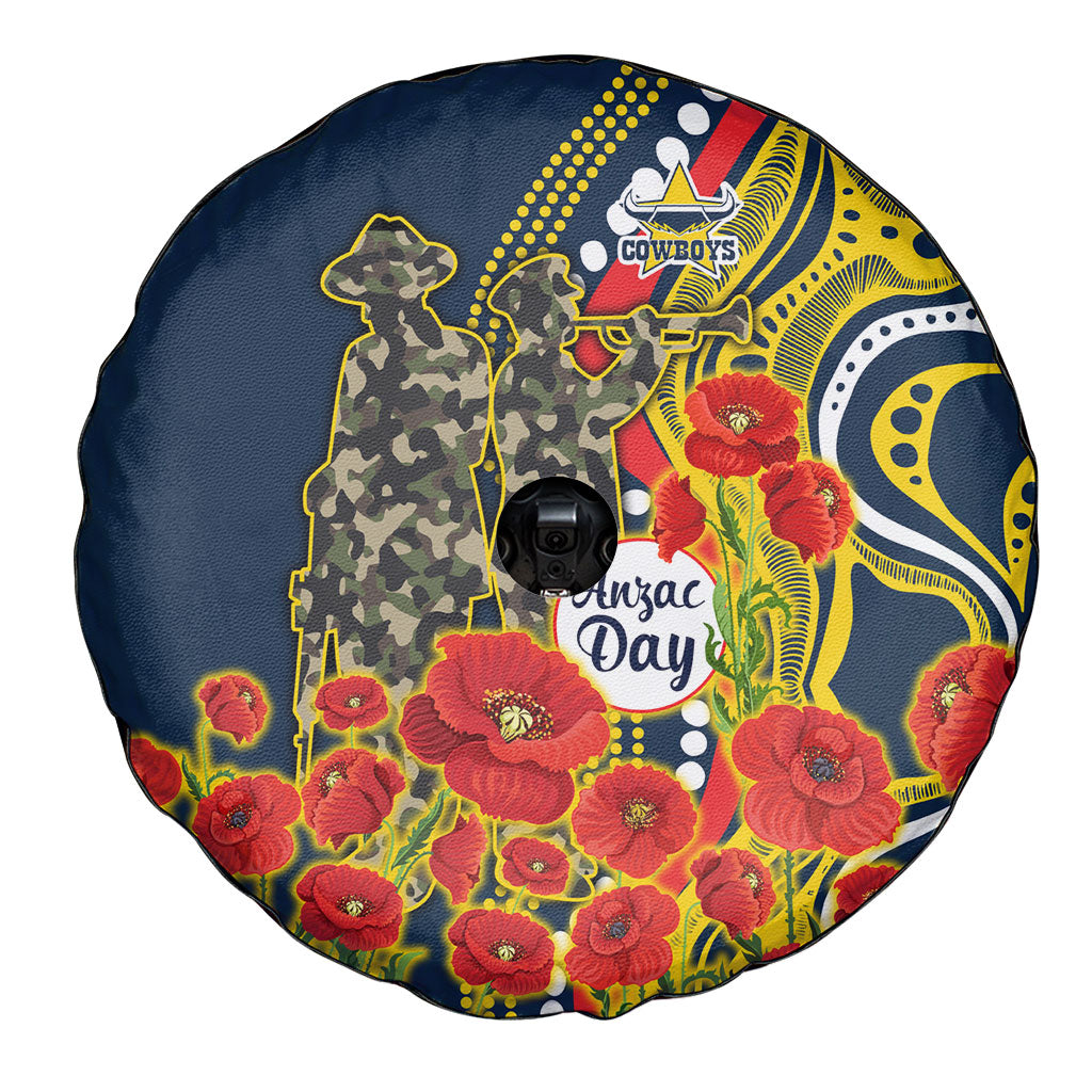 North Queensland Cowboys ANZAC Spare Tire Cover Indigenous Wave Poppy Remembrance Cowboy