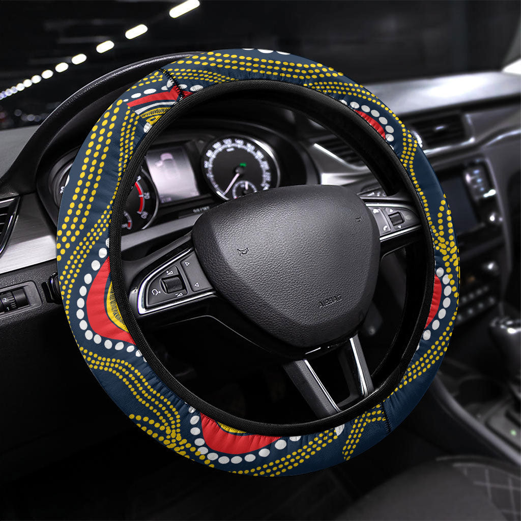 North Queensland Cowboys ANZAC Steering Wheel Cover Indigenous Wave Poppy Remembrance Cowboy