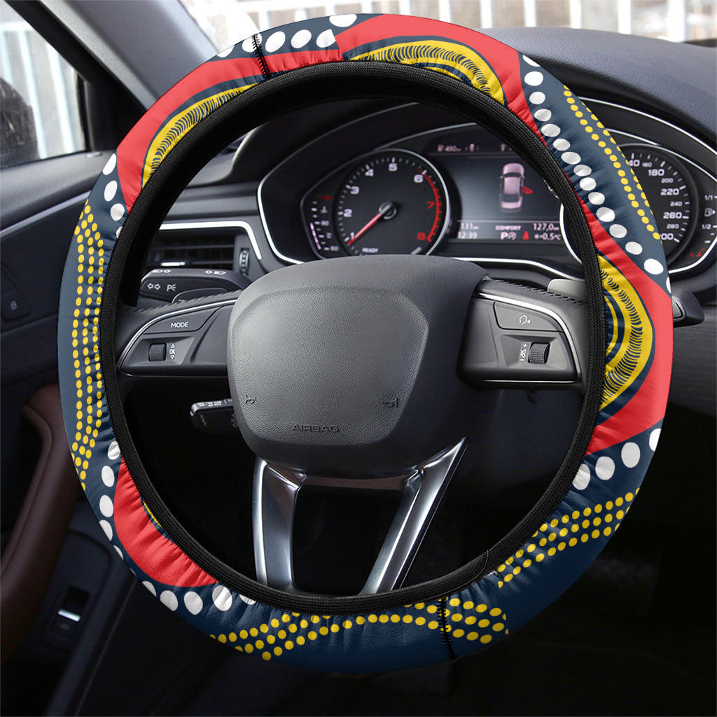 North Queensland Cowboys ANZAC Steering Wheel Cover Indigenous Wave Poppy Remembrance Cowboy