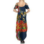 North Queensland Cowboys ANZAC Summer Maxi Dress Indigenous Wave Poppy Remembrance Cowboy