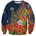 North Queensland Cowboys ANZAC Sweatshirt Indigenous Wave Poppy Remembrance Cowboy