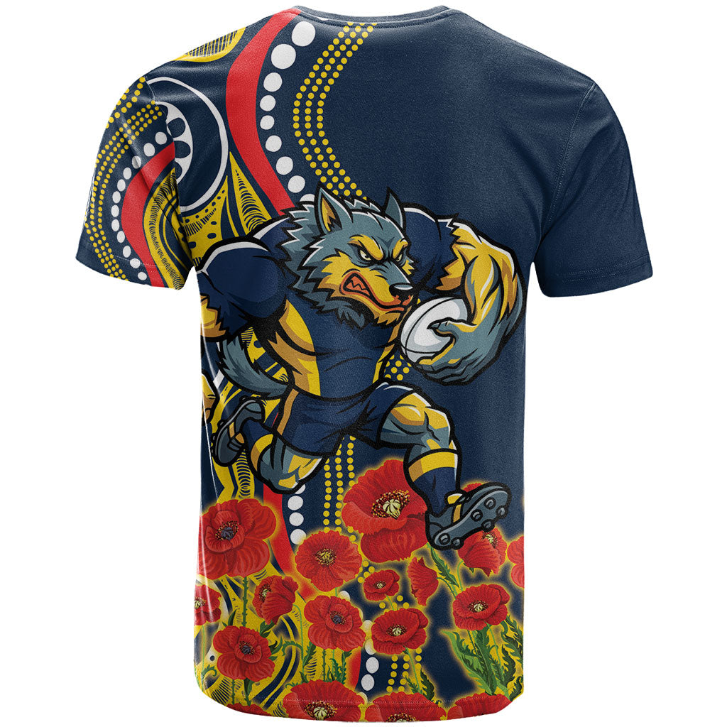 North Queensland Cowboys ANZAC T Shirt Indigenous Wave Poppy Remembrance Cowboy