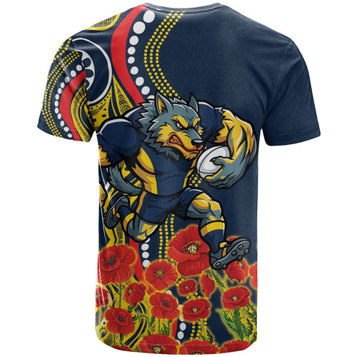 North Queensland Cowboys ANZAC T Shirt Indigenous Wave Poppy Remembrance Cowboy