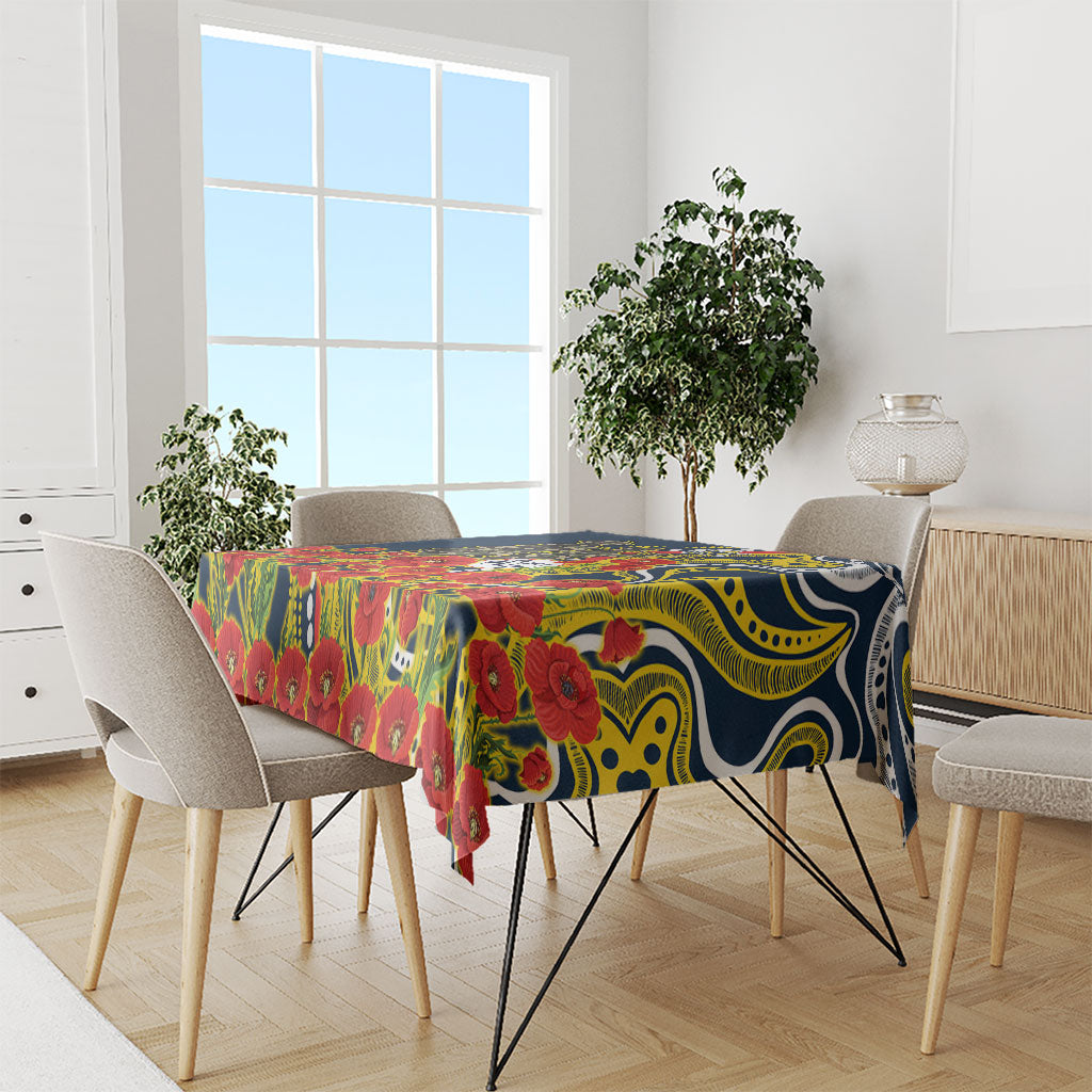 North Queensland Cowboys ANZAC Tablecloth Indigenous Wave Poppy Remembrance Cowboy
