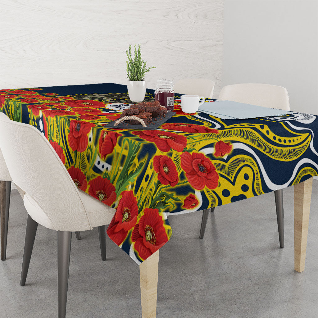 North Queensland Cowboys ANZAC Tablecloth Indigenous Wave Poppy Remembrance Cowboy