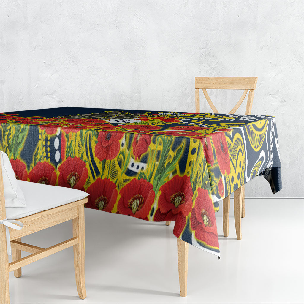 North Queensland Cowboys ANZAC Tablecloth Indigenous Wave Poppy Remembrance Cowboy