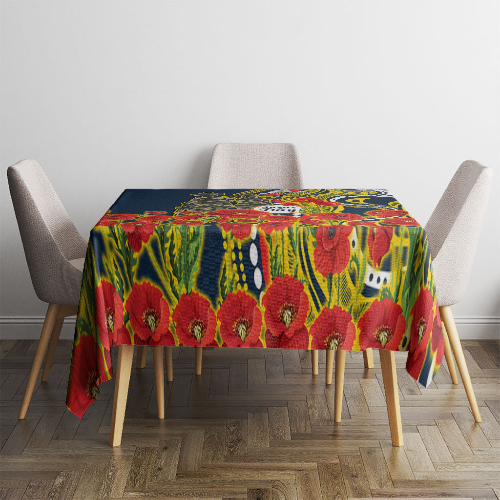 North Queensland Cowboys ANZAC Tablecloth Indigenous Wave Poppy Remembrance Cowboy