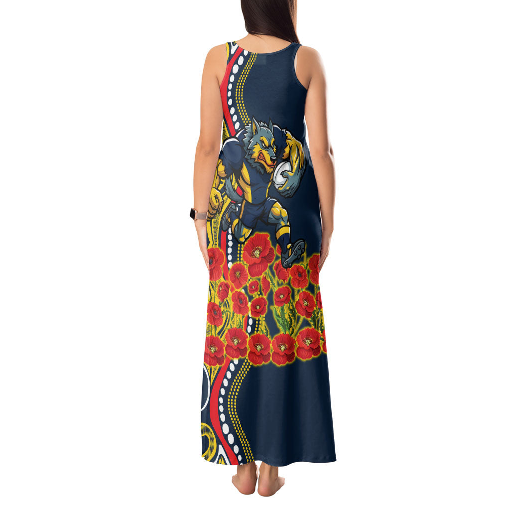 North Queensland Cowboys ANZAC Tank Maxi Dress Indigenous Wave Poppy Remembrance Cowboy