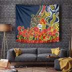 North Queensland Cowboys ANZAC Tapestry Indigenous Wave Poppy Remembrance Cowboy