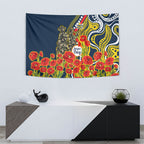 North Queensland Cowboys ANZAC Tapestry Indigenous Wave Poppy Remembrance Cowboy