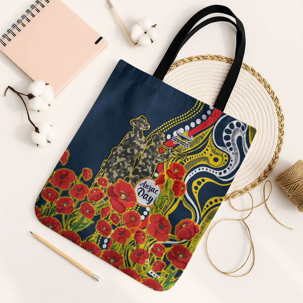North Queensland Cowboys ANZAC Tote Bag Indigenous Wave Poppy Remembrance Cowboy