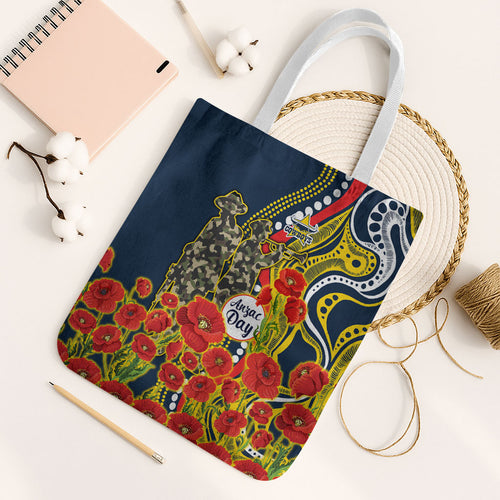 North Queensland Cowboys ANZAC Tote Bag Indigenous Wave Poppy Remembrance Cowboy