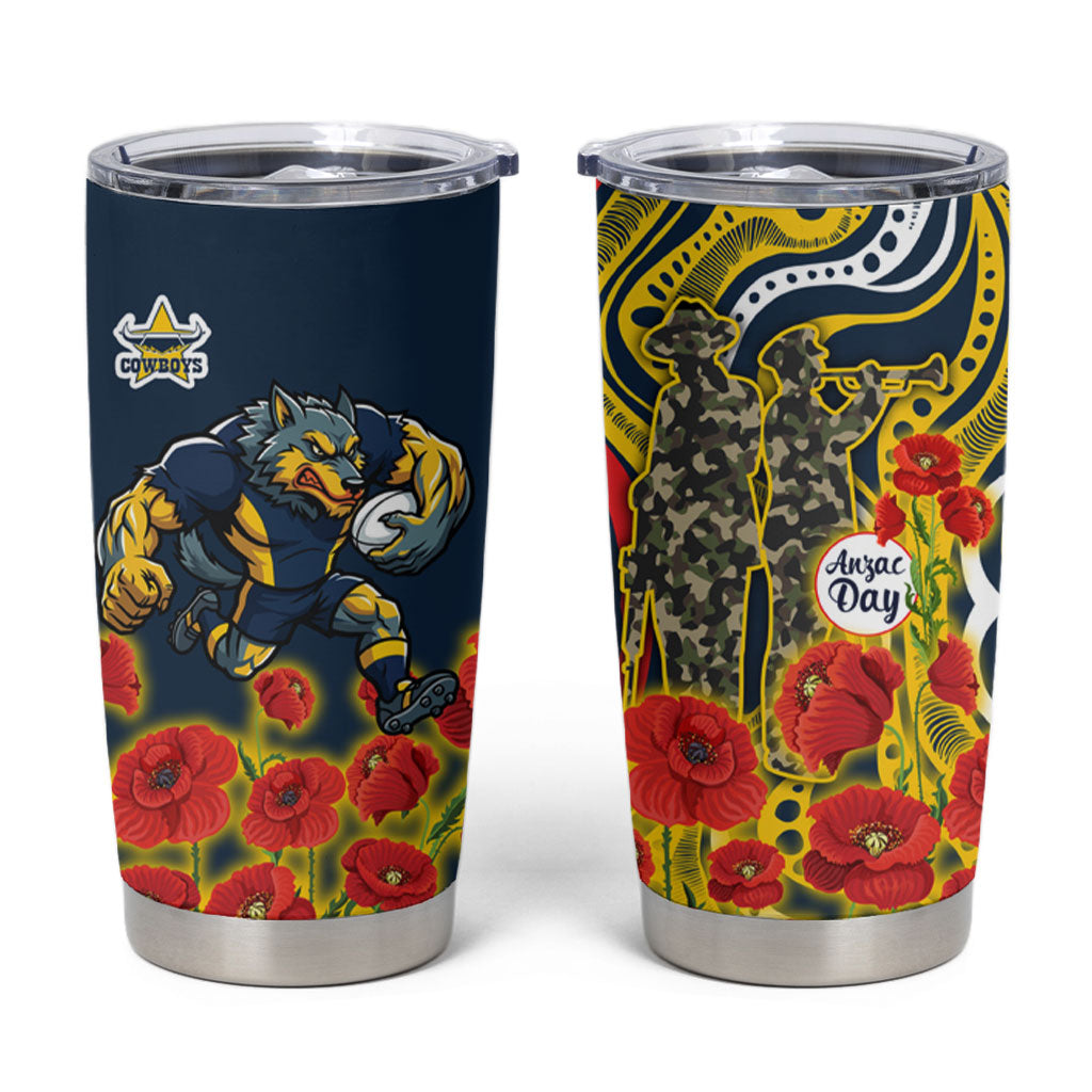North Queensland Cowboys ANZAC Tumbler Cup Indigenous Wave Poppy Remembrance Cowboy