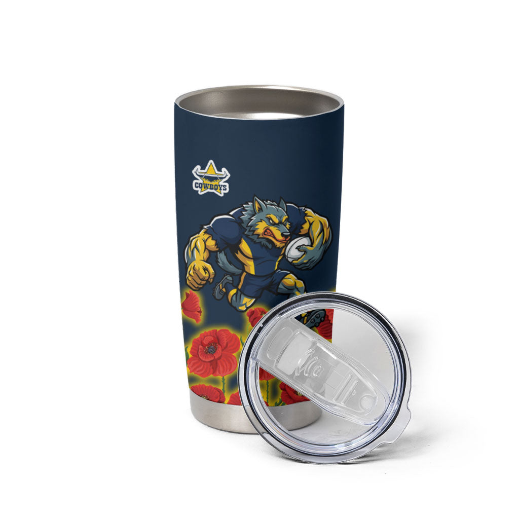 North Queensland Cowboys ANZAC Tumbler Cup Indigenous Wave Poppy Remembrance Cowboy