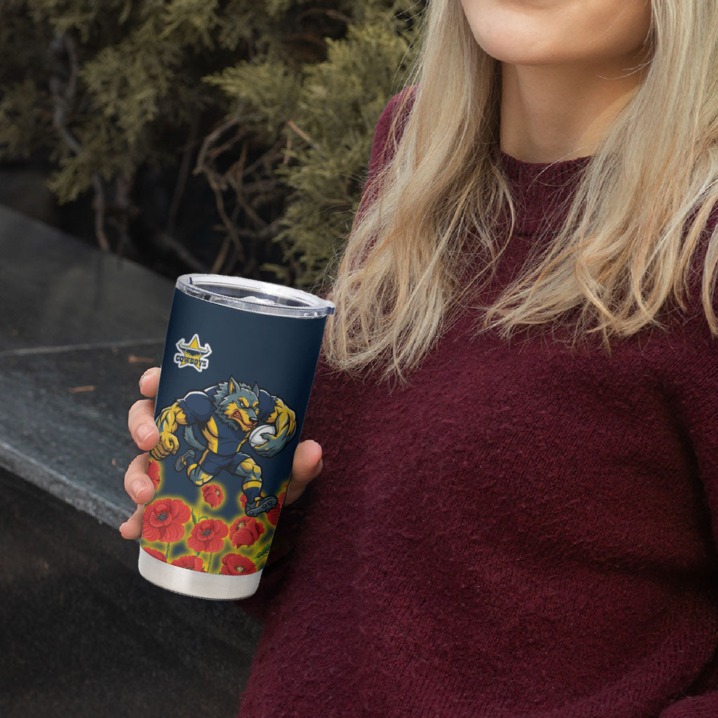 North Queensland Cowboys ANZAC Tumbler Cup Indigenous Wave Poppy Remembrance Cowboy
