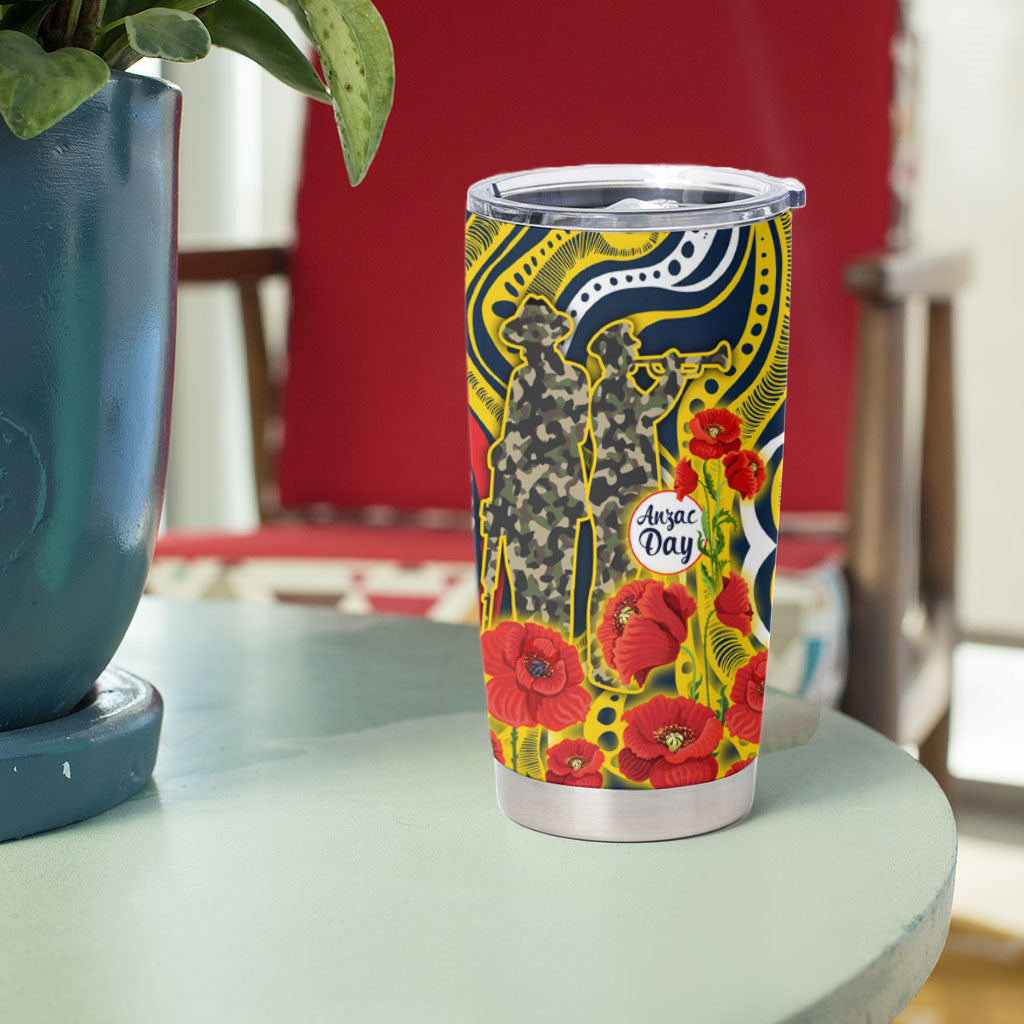 North Queensland Cowboys ANZAC Tumbler Cup Indigenous Wave Poppy Remembrance Cowboy