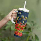 North Queensland Cowboys ANZAC Tumbler With Handle Indigenous Wave Poppy Remembrance Cowboy
