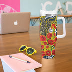 North Queensland Cowboys ANZAC Tumbler With Handle Indigenous Wave Poppy Remembrance Cowboy