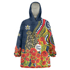 North Queensland Cowboys ANZAC Wearable Blanket Hoodie Indigenous Wave Poppy Remembrance Cowboy