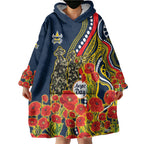 North Queensland Cowboys ANZAC Wearable Blanket Hoodie Indigenous Wave Poppy Remembrance Cowboy