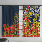 North Queensland Cowboys ANZAC Window Curtain Indigenous Wave Poppy Remembrance Cowboy