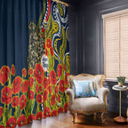 North Queensland Cowboys ANZAC Window Curtain Indigenous Wave Poppy Remembrance Cowboy