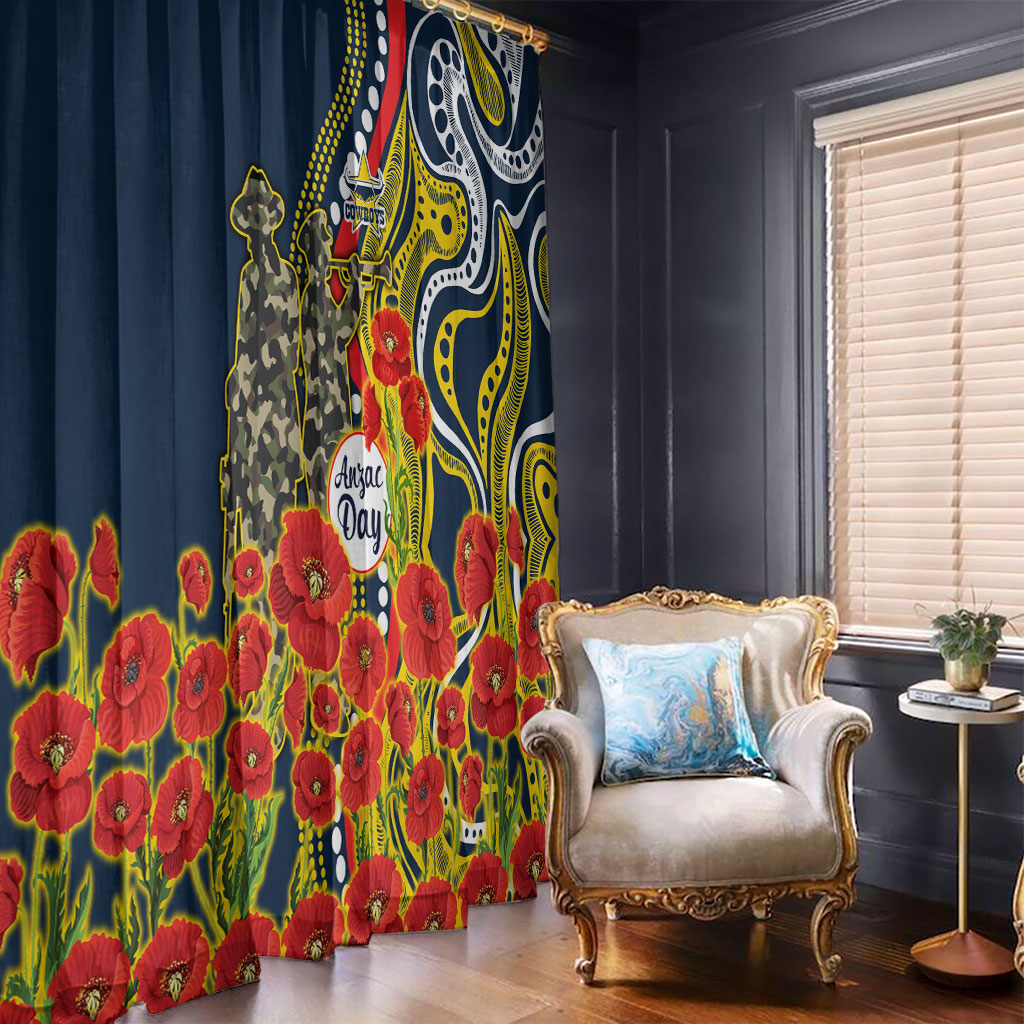 North Queensland Cowboys ANZAC Window Curtain Indigenous Wave Poppy Remembrance Cowboy