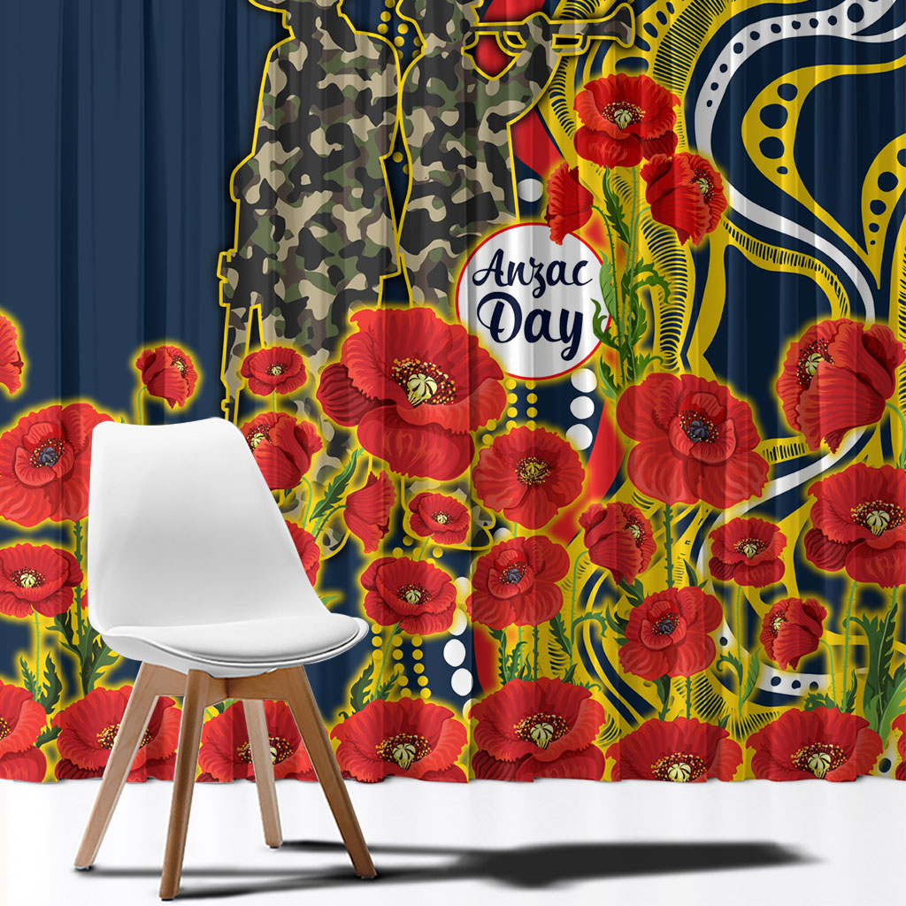North Queensland Cowboys ANZAC Window Curtain Indigenous Wave Poppy Remembrance Cowboy