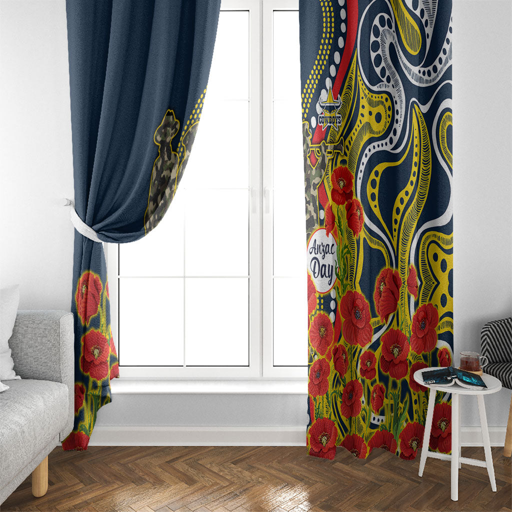 North Queensland Cowboys ANZAC Window Curtain Indigenous Wave Poppy Remembrance Cowboy