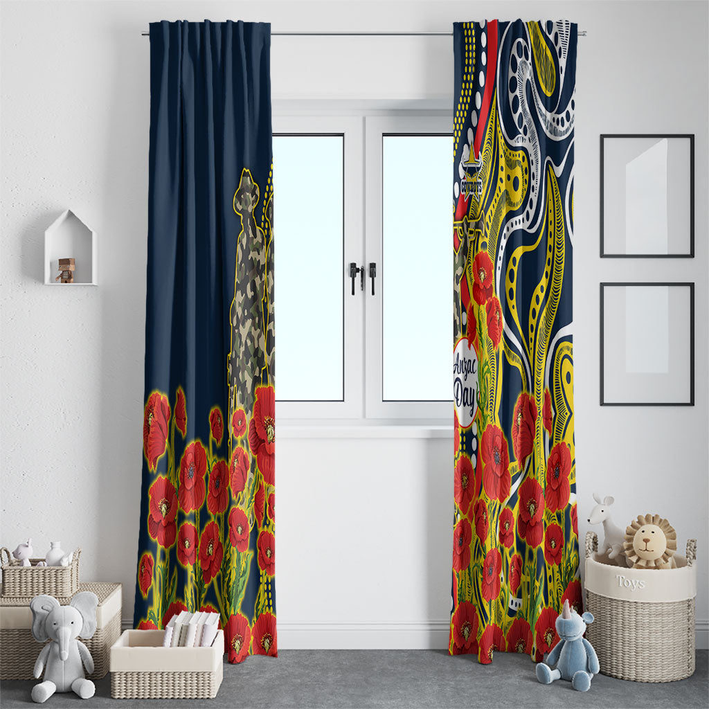 North Queensland Cowboys ANZAC Window Curtain Indigenous Wave Poppy Remembrance Cowboy
