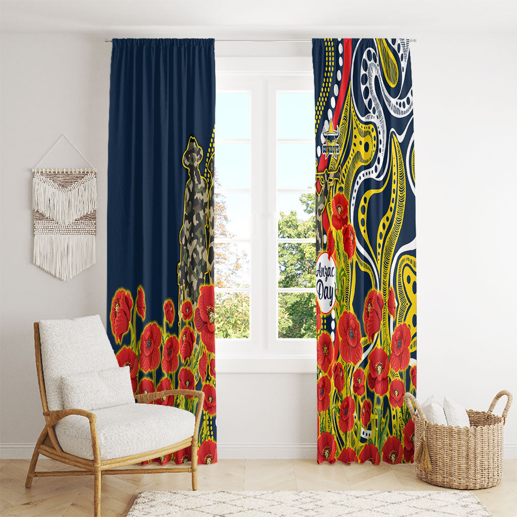 North Queensland Cowboys ANZAC Window Curtain Indigenous Wave Poppy Remembrance Cowboy