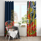 North Queensland Cowboys ANZAC Window Curtain Indigenous Wave Poppy Remembrance Cowboy