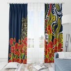 North Queensland Cowboys ANZAC Window Curtain Indigenous Wave Poppy Remembrance Cowboy