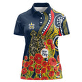 North Queensland Cowboys ANZAC Women Polo Shirt Indigenous Wave Poppy Remembrance Cowboy