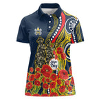 North Queensland Cowboys ANZAC Women Polo Shirt Indigenous Wave Poppy Remembrance Cowboy