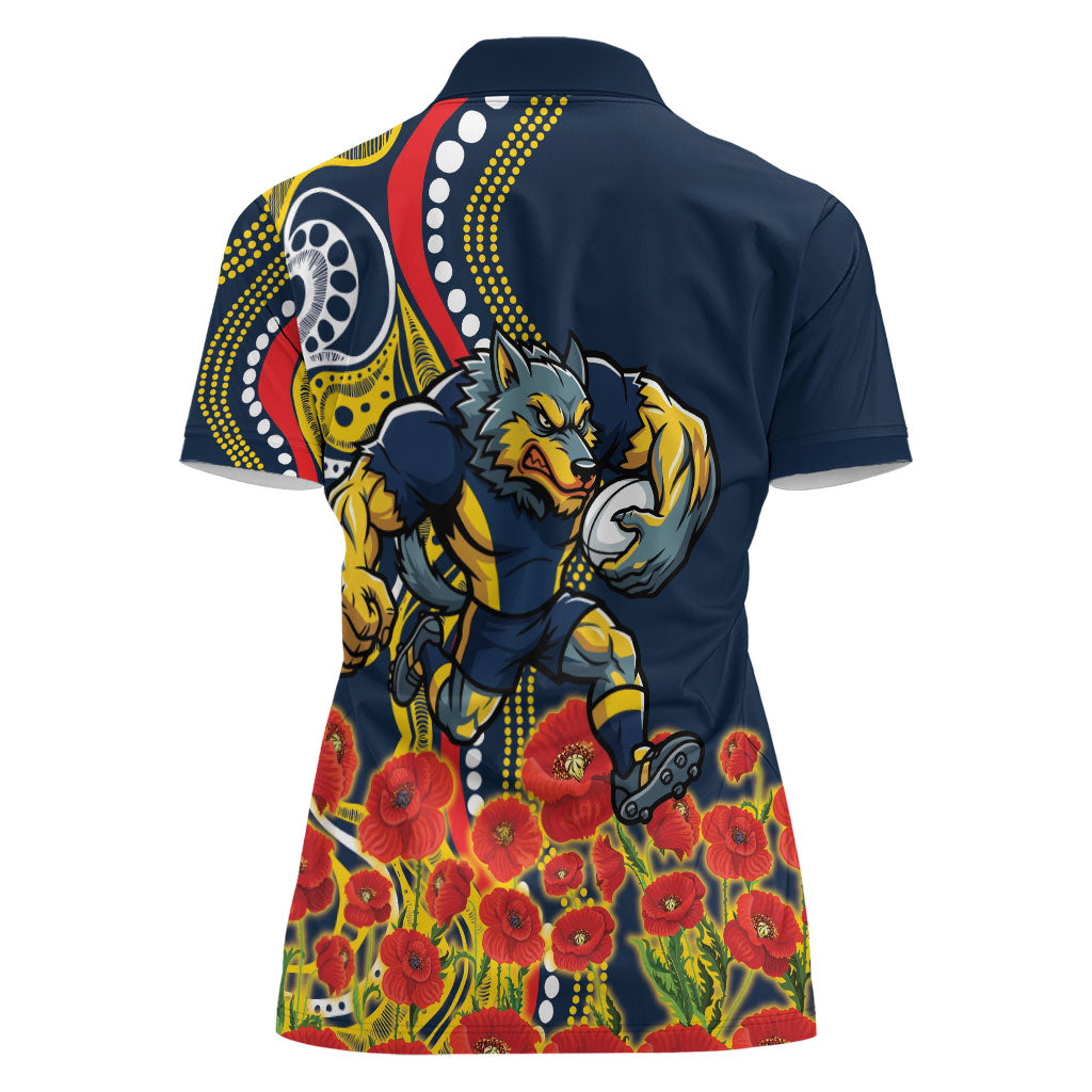North Queensland Cowboys ANZAC Women Polo Shirt Indigenous Wave Poppy Remembrance Cowboy