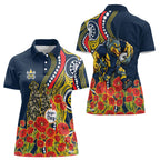 North Queensland Cowboys ANZAC Women Polo Shirt Indigenous Wave Poppy Remembrance Cowboy