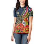 North Queensland Cowboys ANZAC Women Polo Shirt Indigenous Wave Poppy Remembrance Cowboy
