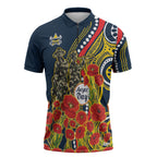 North Queensland Cowboys ANZAC Zipper Polo Shirt Indigenous Wave Poppy Remembrance Cowboy
