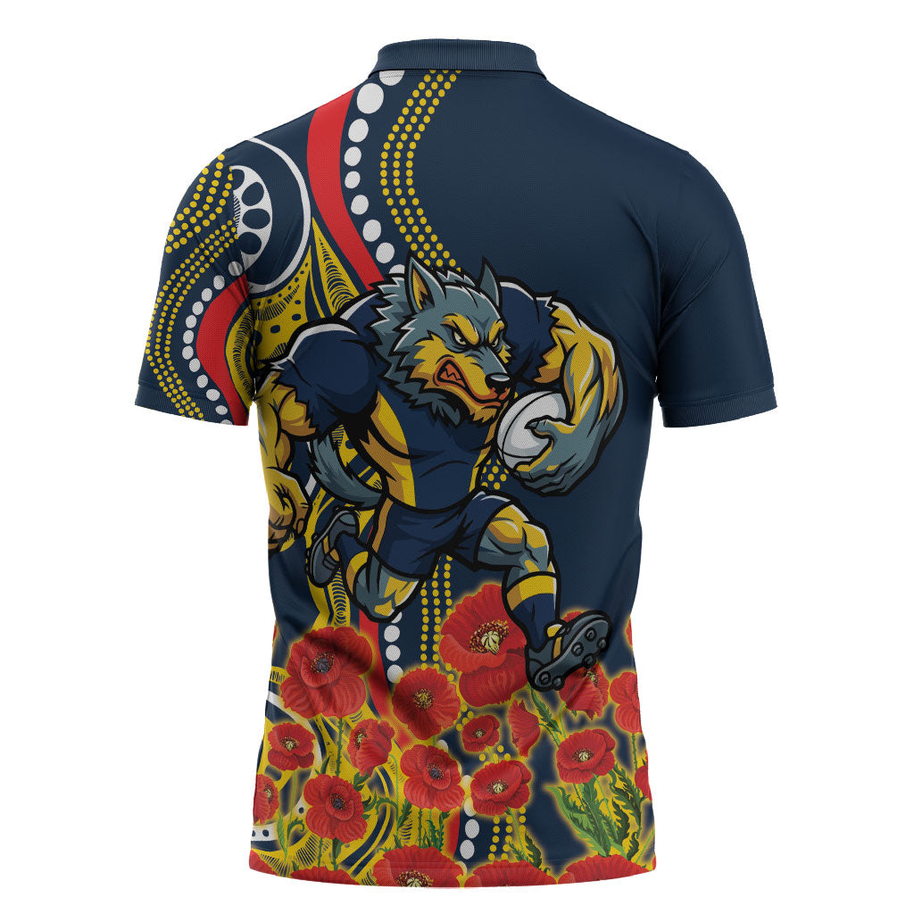 North Queensland Cowboys ANZAC Zipper Polo Shirt Indigenous Wave Poppy Remembrance Cowboy