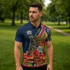 North Queensland Cowboys ANZAC Zipper Polo Shirt Indigenous Wave Poppy Remembrance Cowboy