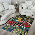 Personalized Gold Coast Titans ANZAC Area Rug Indigenous Camouflage Poppy Memorial Soldier Spartan
