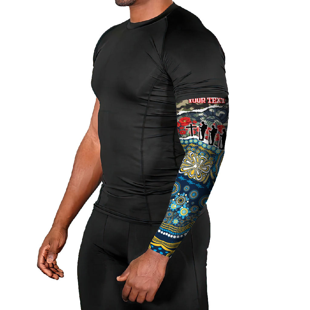 Personalized Gold Coast Titans ANZAC Arm Sleeves Indigenous Camouflage Poppy Memorial Soldier Spartan