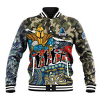 Personalized Gold Coast Titans ANZAC Baseball Jacket Indigenous Camouflage Poppy Memorial Soldier Spartan